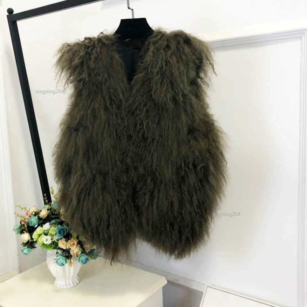 V neck Natural 100% Pure Mogolia Fur Vest Genuine Real Sheep Fur Gilet Basic Match Short Drop Fur Coat tsr855 211018