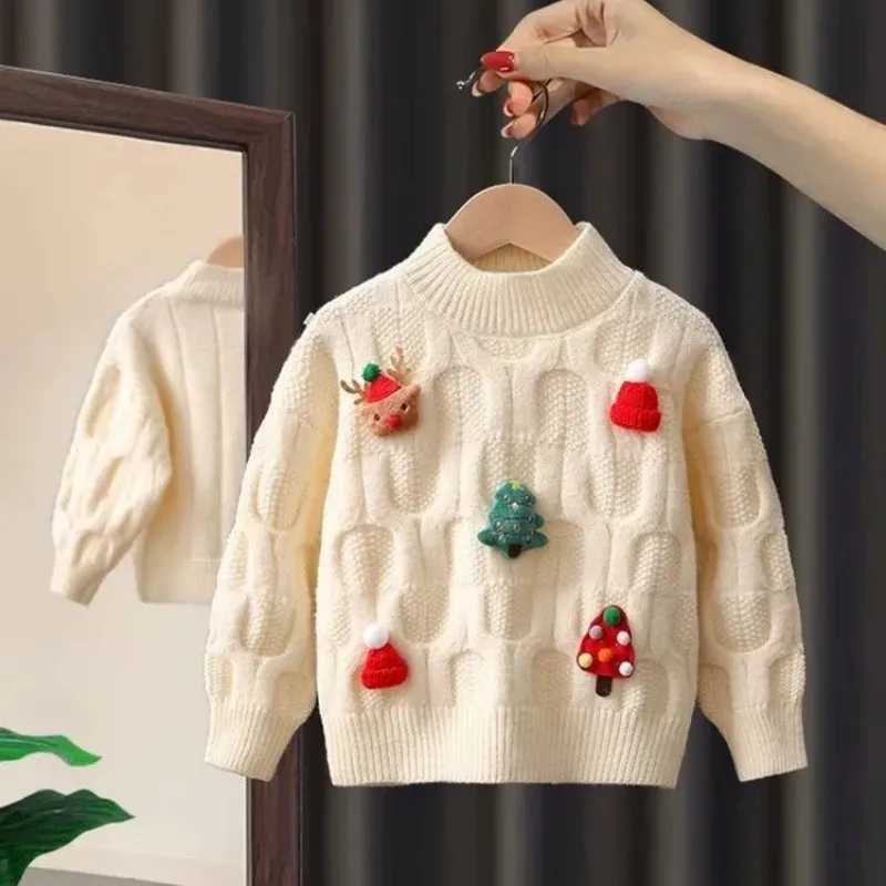 Girls Sweater Autumn/Winter 2024 New Collection Latest Childrens Winter Clothing Red Christmas Knitted Top W241025