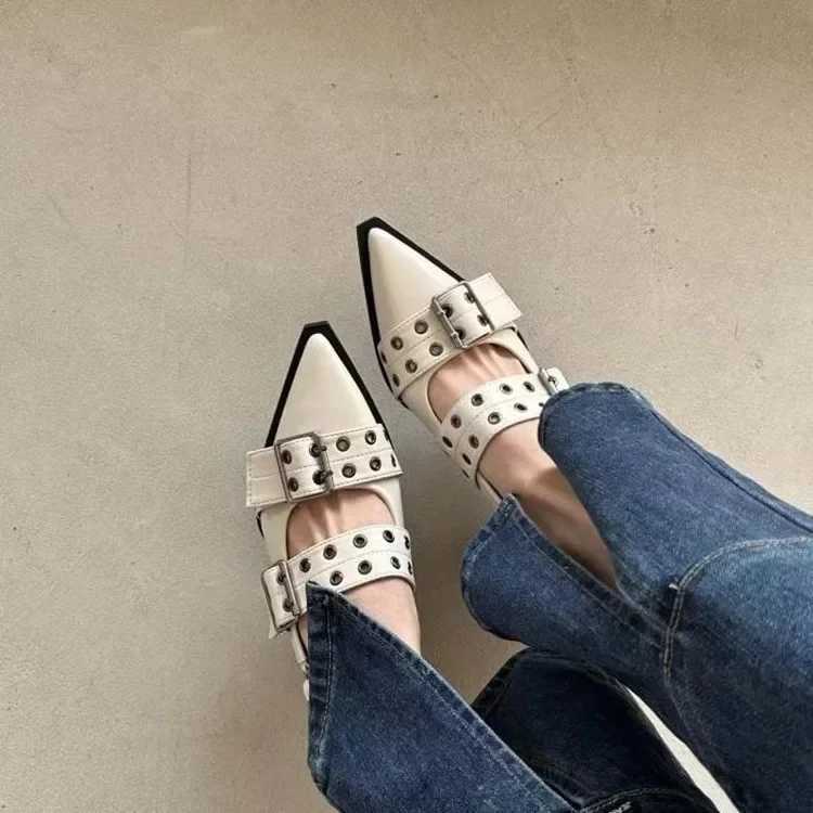 High Quality Slingback shoes Gothic thick high heels womens pump street style mid high heels punk retro casual sandals spring/summer T241024