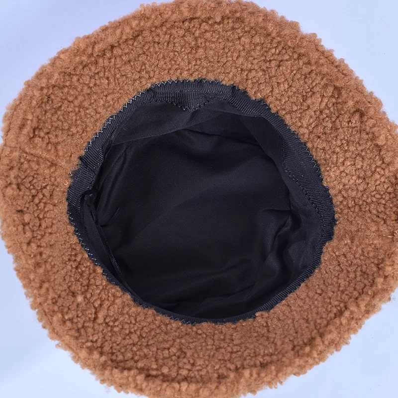 Lamb Faux Fur Bucket Hat Winter Warm Teddy Velvet Hats for Women Lady Thicken Bob Panama Outdoor Fisherman Hat CapsX241025