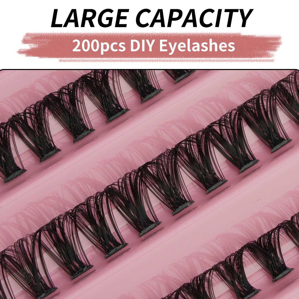 DIY eyelash extension kit 120/200pcs personal eyelash clusters 8-16mm mixed eyelash cluster adhesive and sealing as well as eyelash applicationW241024