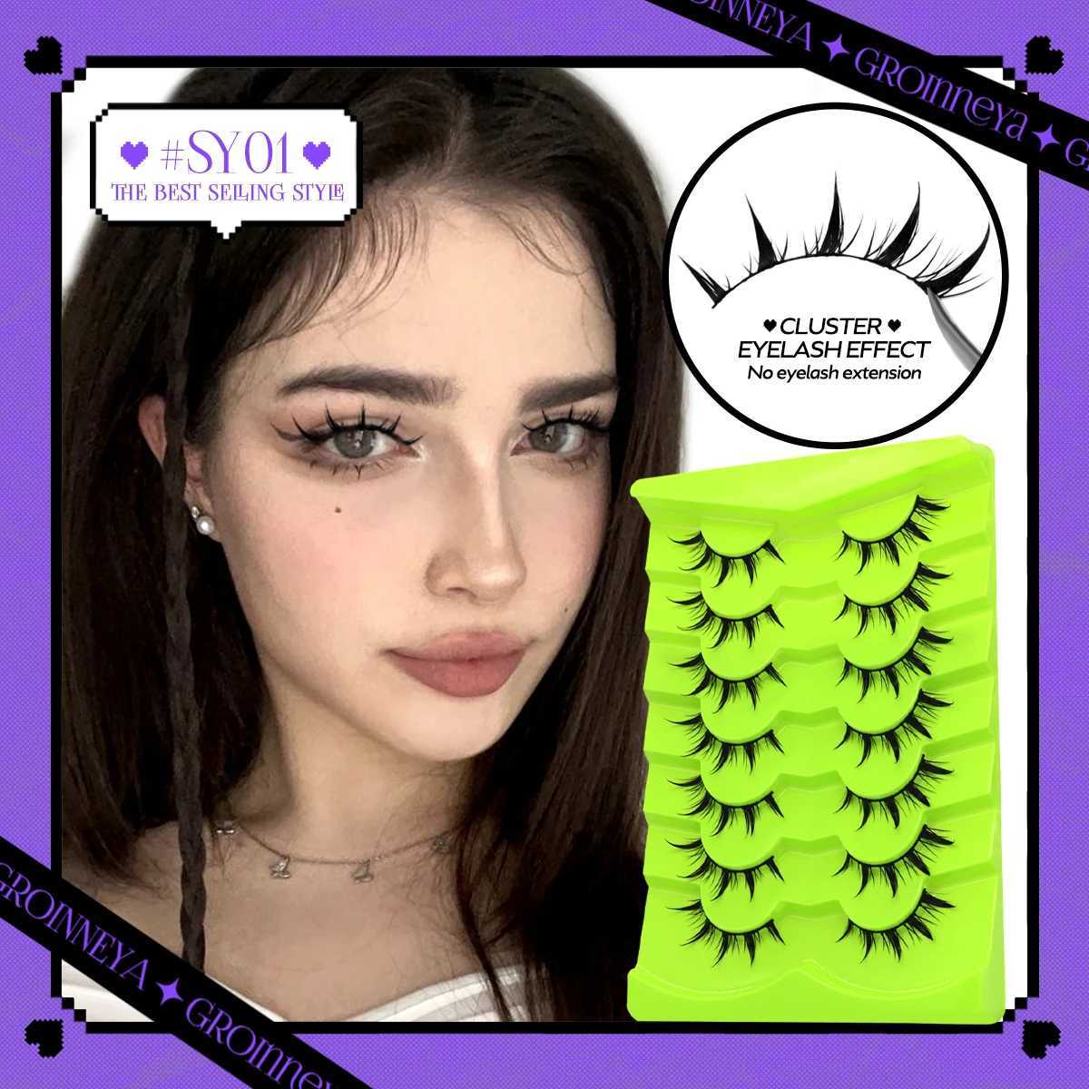 Groinneya Manga Eyelash 5/7 Pair Eyelash 3D Natural False Eyelash Fluffy Soft Cross Wispy Natural Eyelash Extension MakeupW241024