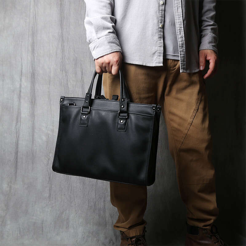Genuine Men Briefcase Natural Cowhide Casual Handbag Soft Leather Business Shoulder Bag For 16 Inch Laptop