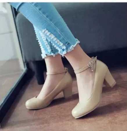 High Quality New Spring/Autumn Womens Shoes Mary Jane Womens Square High Heels Round Toes White Wedding Thick High Heels Pump Shoes 183 T241024