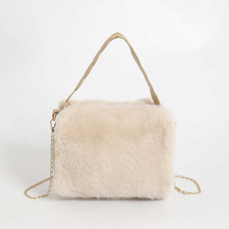 Autumn winter new fur bag, women's fashionable versatile chain shoulder crossbody bag, trendy pillow bag, hand-held plush bag 241015