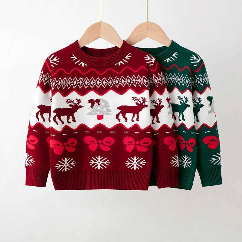 2024 Winter Christmas Sweater Childrens Cartoon Printed Knitted Autumn Boys and Girls Cotton Warm Knitted 2-6 Years W241025
