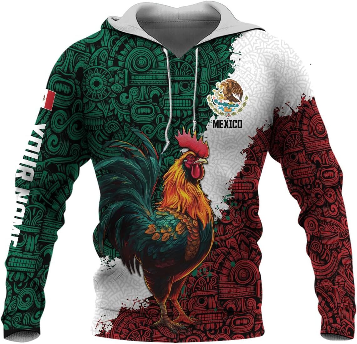 Hoodie for Mens Womens Customized Mexico Personalized Mexican Flag Hoodie, Custom Aztec Hoodie, Vintage Mexican Shirt Graphic Fashionable and Warm