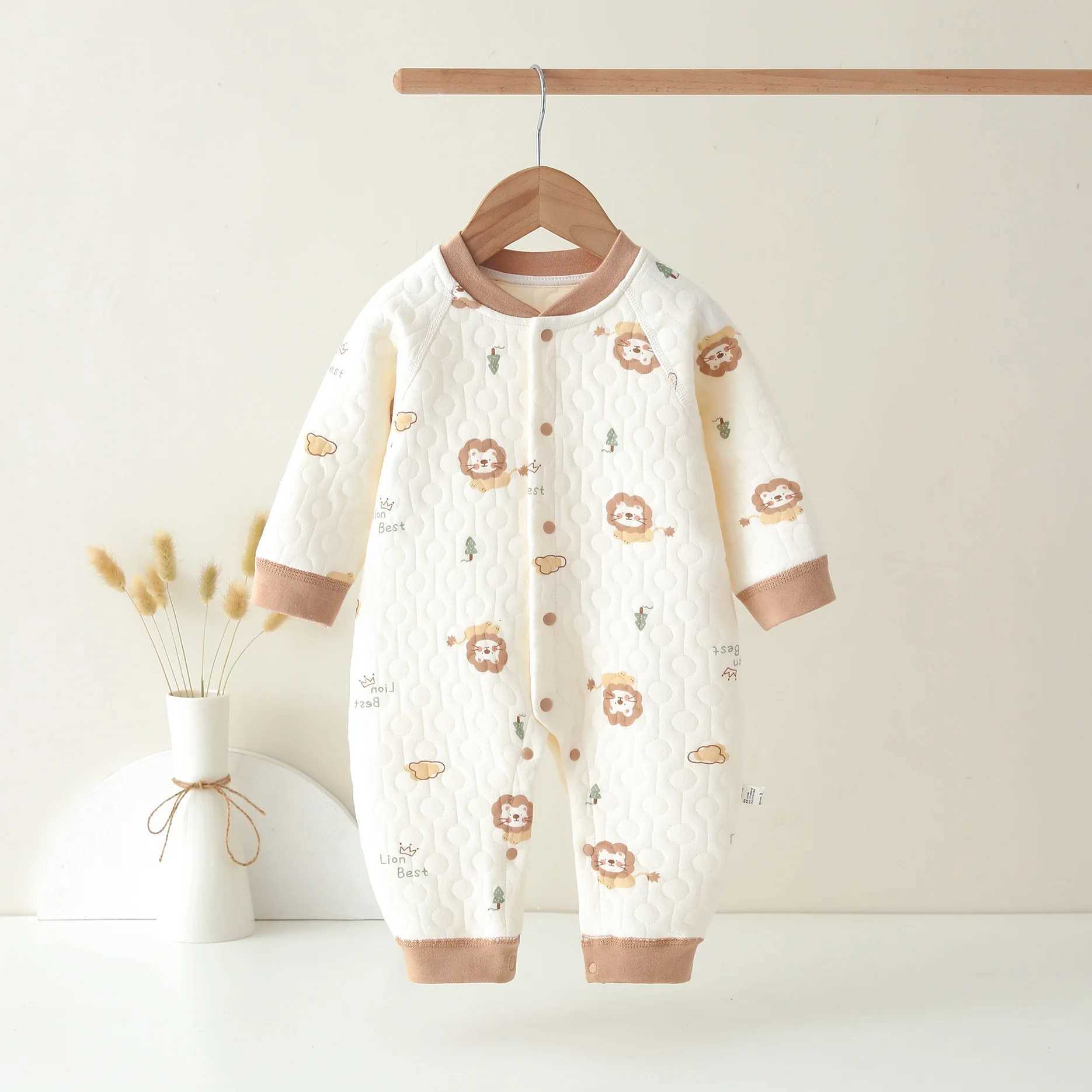 AYNIGIELL 2024 Autumn/Winter Newborn Thickening Heat Preservation Jumpsuit Romper Baby Boys and Girls PajamasXJ241025
