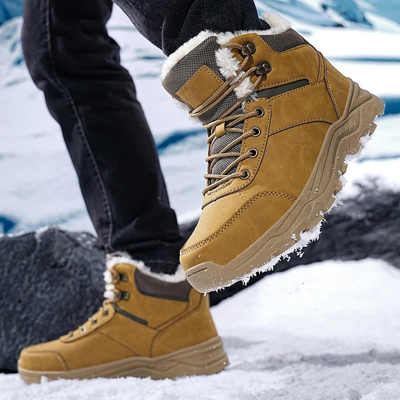 Mens winter snow boots waterproof leather sports super warm mens boots outdoor mens hiking boots work travel shoes size 39-48 241024
