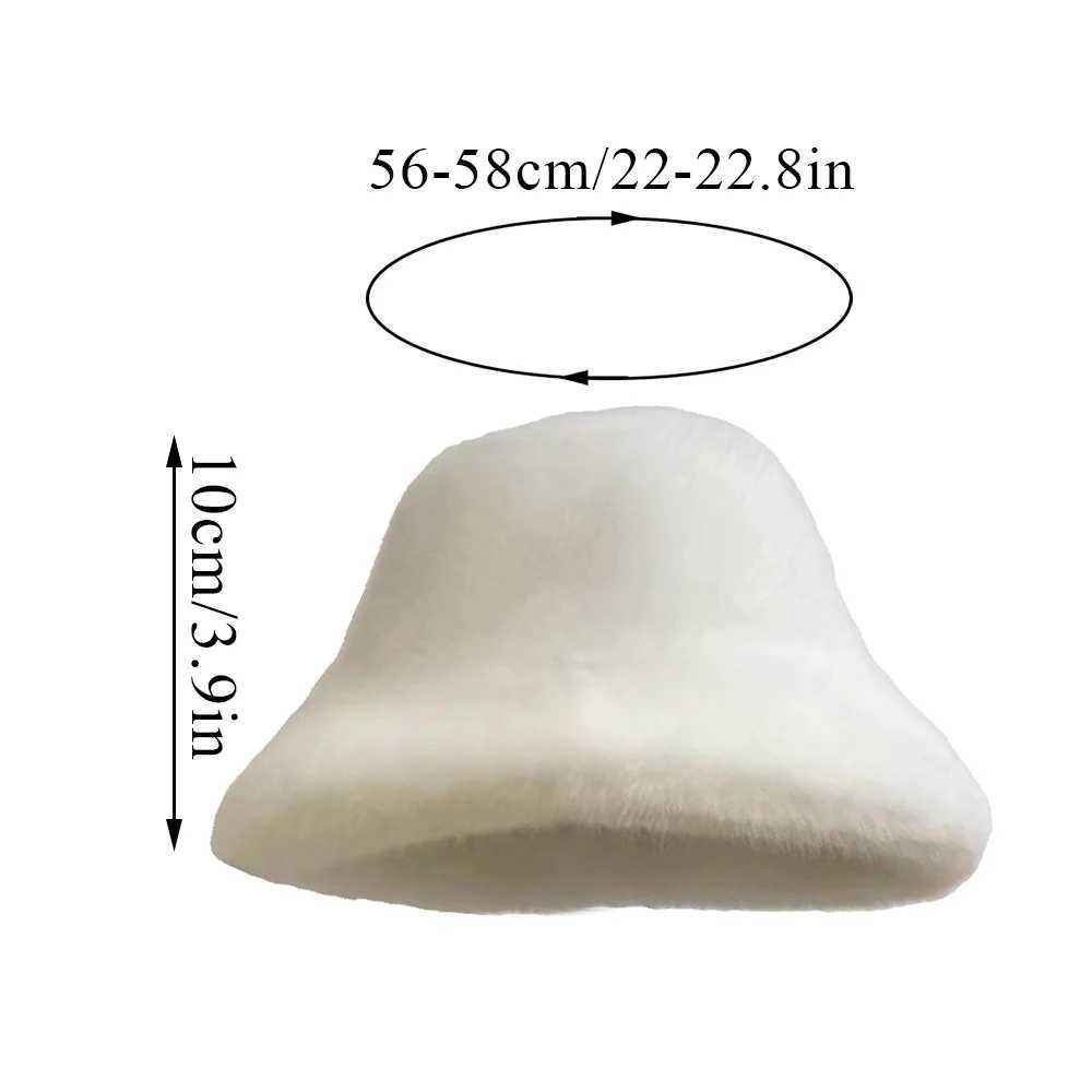 Y2k Fluffy Warm Thick Plush Bucket Hats Women Rabbit Fur Warm Faux Fur Winter Hat Grils Ins Fashion Furry Panama Fisherman CapX241025