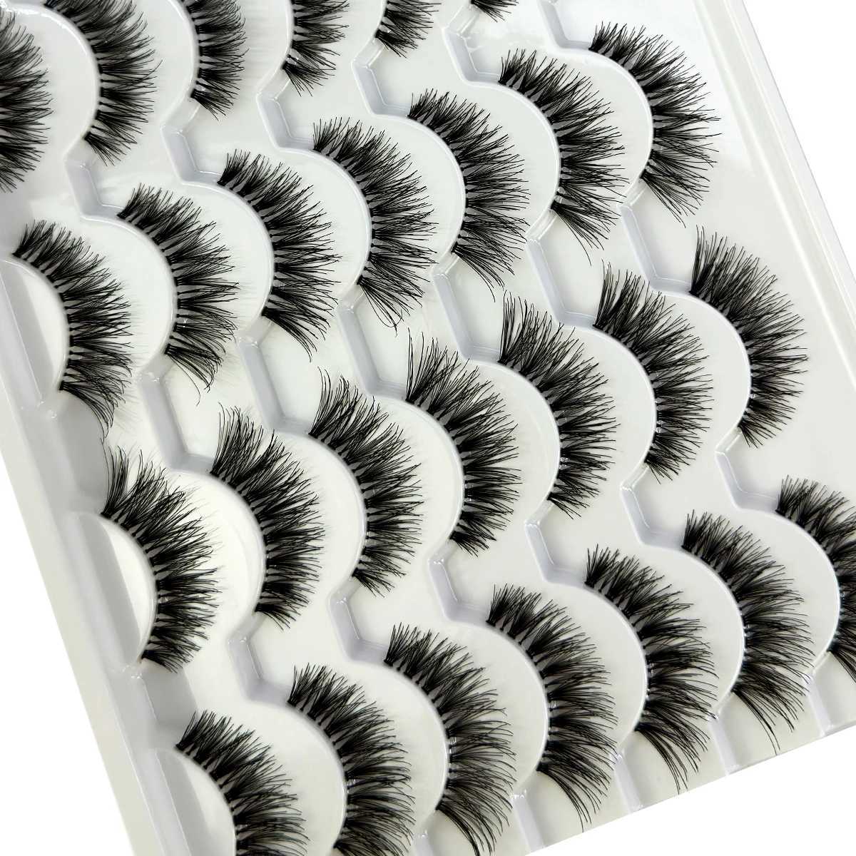 14 pairs of handmade transparent false eyelashes soft cross natural long eyelashes daily makeup tools thick false eyelash artW241024
