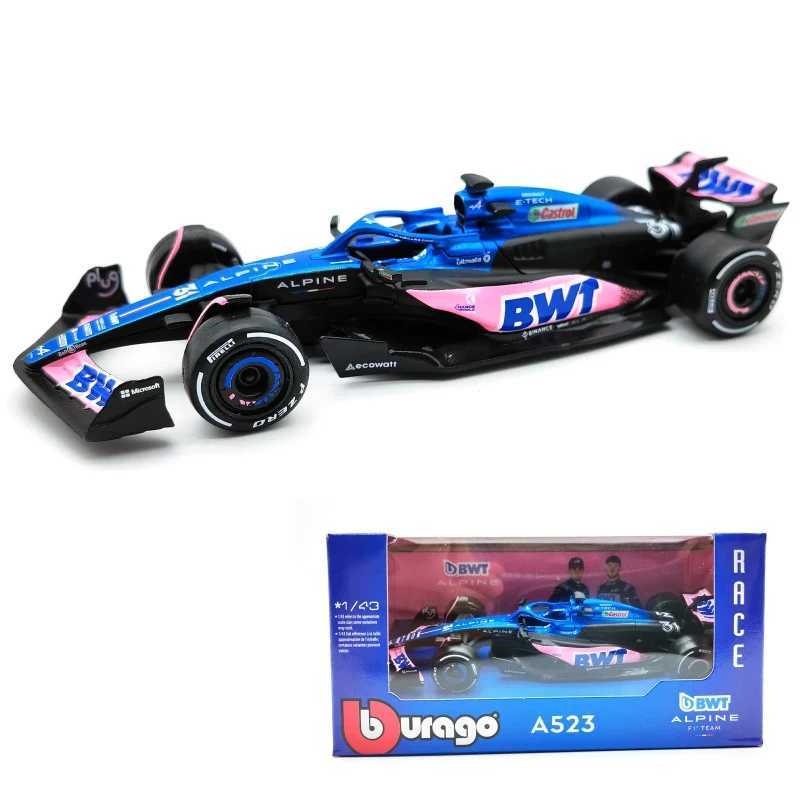 1 43 Bburago Alpine F1 Team A523 BWT Pink Version #10 #31 Model Car Toys Diecast Formula Racing Alloy Luxury Vehicle Kids Gifts X241209