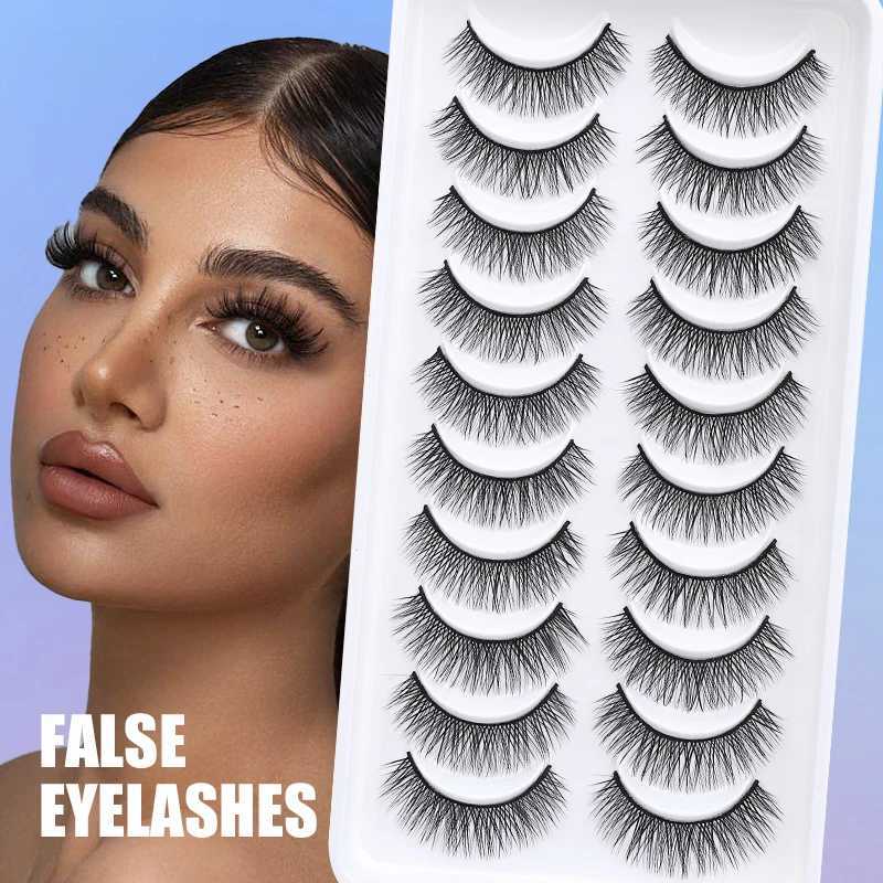 DINGSEN 10 pairs of fake eyelashes 3D thick fake eyelashes extension Wispy full eyelash makeup natural eyelashesW241024