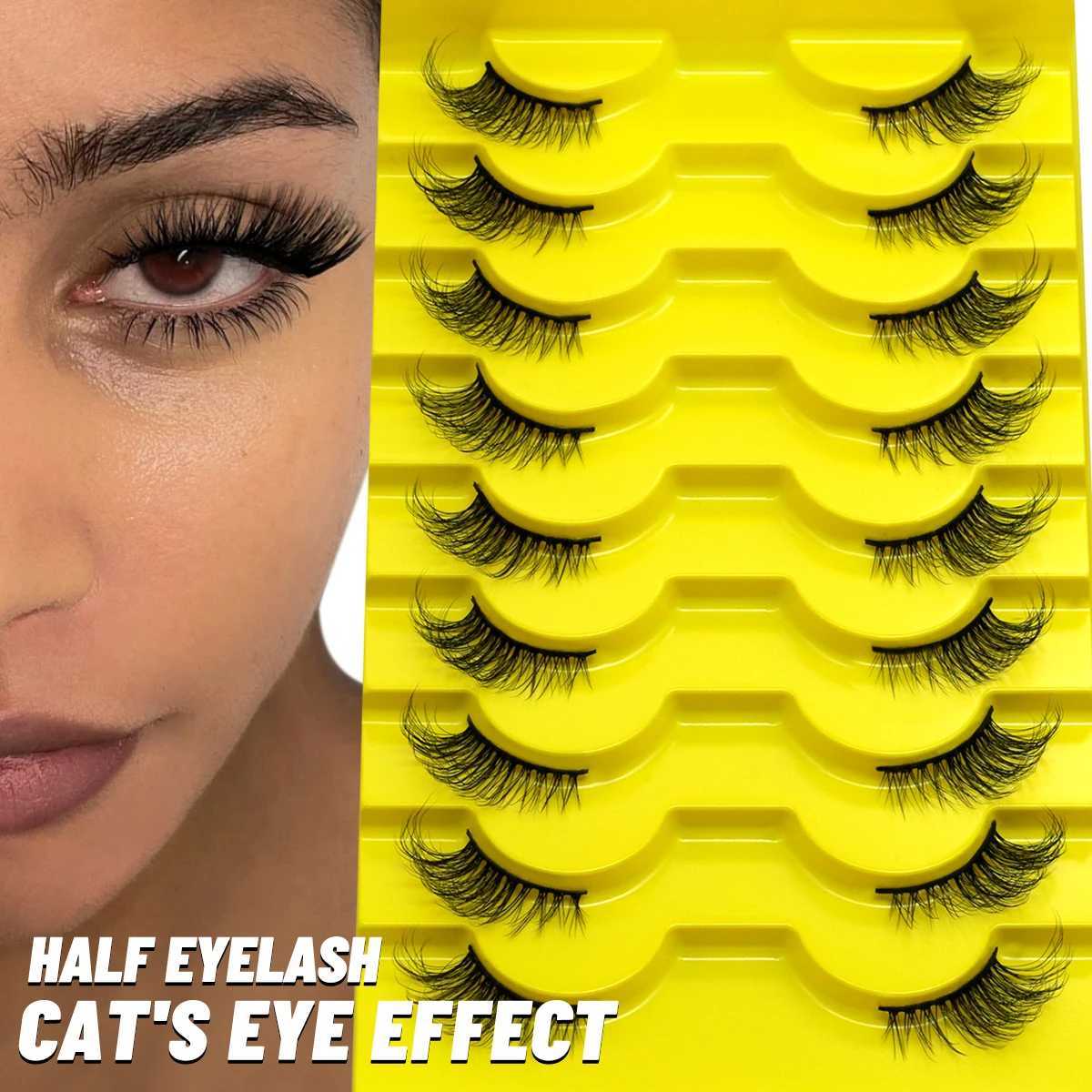 Groinneya Half Eyelash 5/7/10 Double Half Eyelash Soft Natural Cat Eyelash Makeup Tool False Eyelash Extension Fluffy Artificial RollW241024