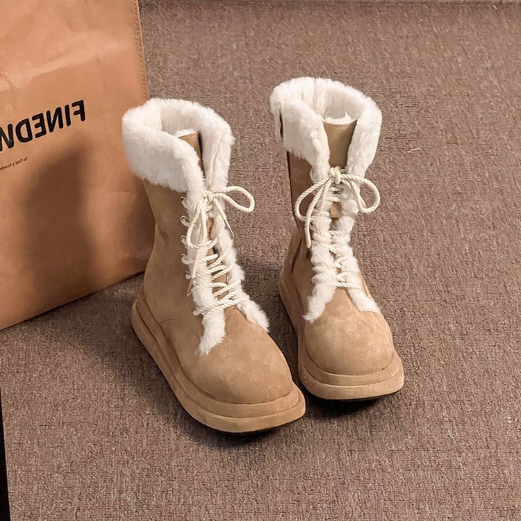 Designer Winter Snow Boots 2024 - Warm Cotton Furry Shoes, Fleece Rider Mid-Barrels Boots, Booties (Black) cab5