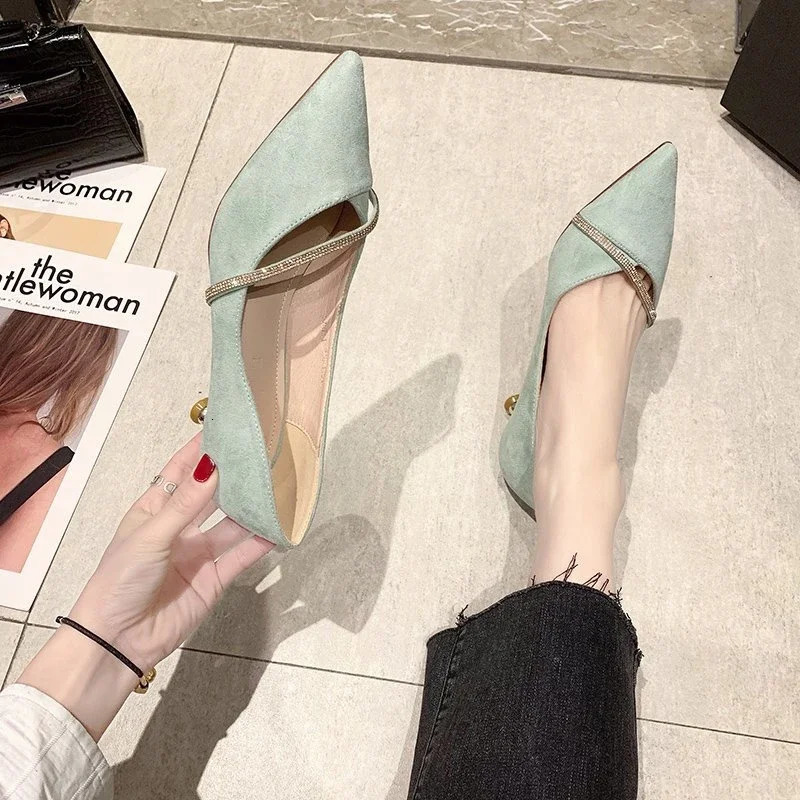 High Heels Autumn Korean Edition Fashion Temperature Hollow French Womens Dot High Heels Single Shoes 241024