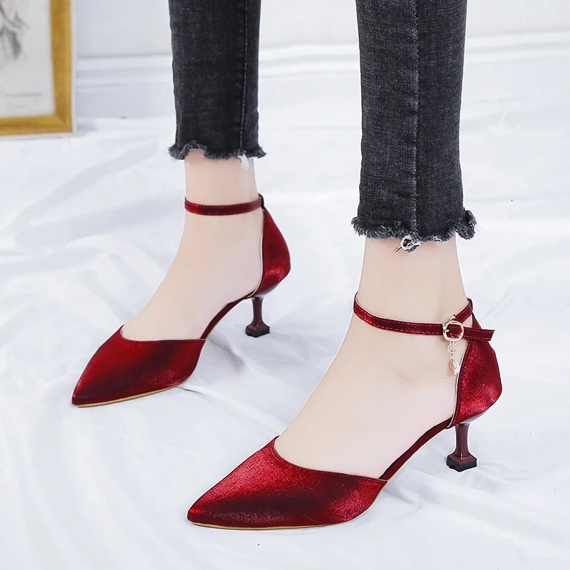 Fashion Solid Color High Heels for Women 2024 Summer Girl Internet Celebrity Sexy Single Word Button Casual Comfortable Shoes for Women 241024
