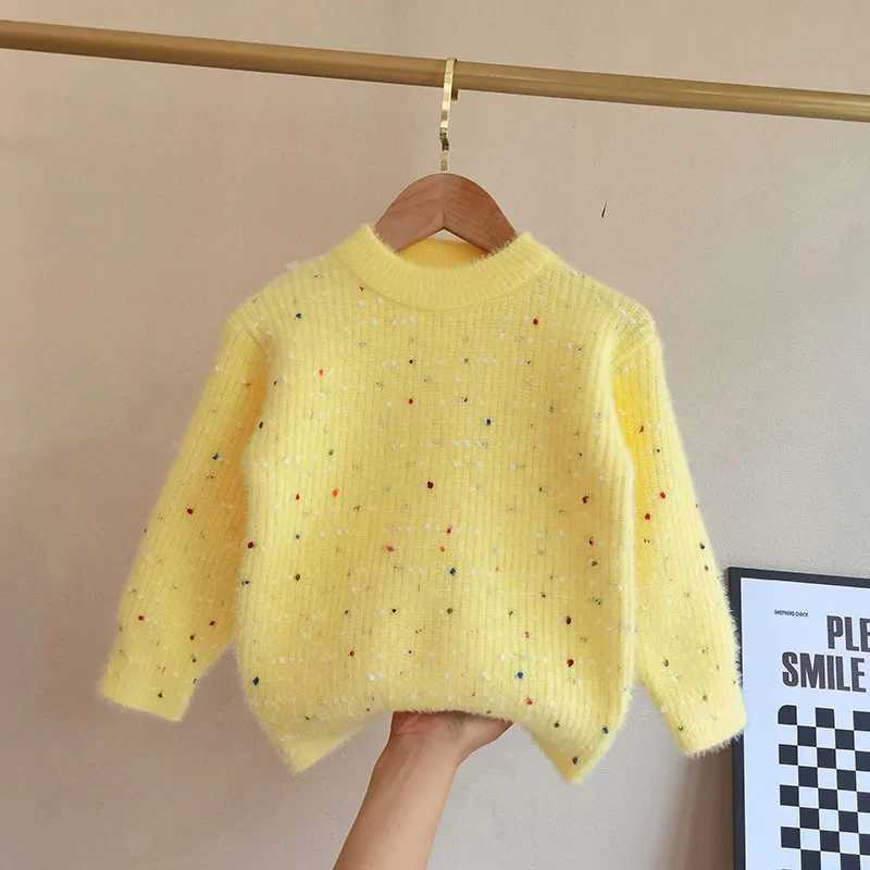 Childrens plush sweater autumn and winter cashmere warm clothing for young children and girls childrens Korean version long top baby jacket W241025