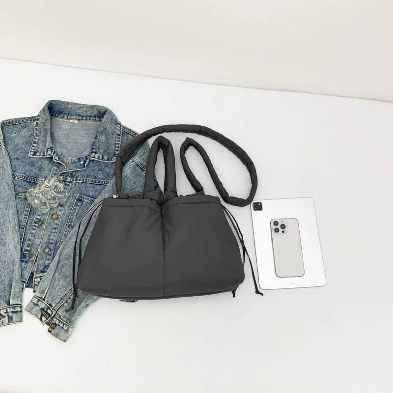 Puffer Tote Bag Large Crossbody Lightweight Puffy Handbag with Drawstring Satchel Purse for Women Work Shopping Travel 241025