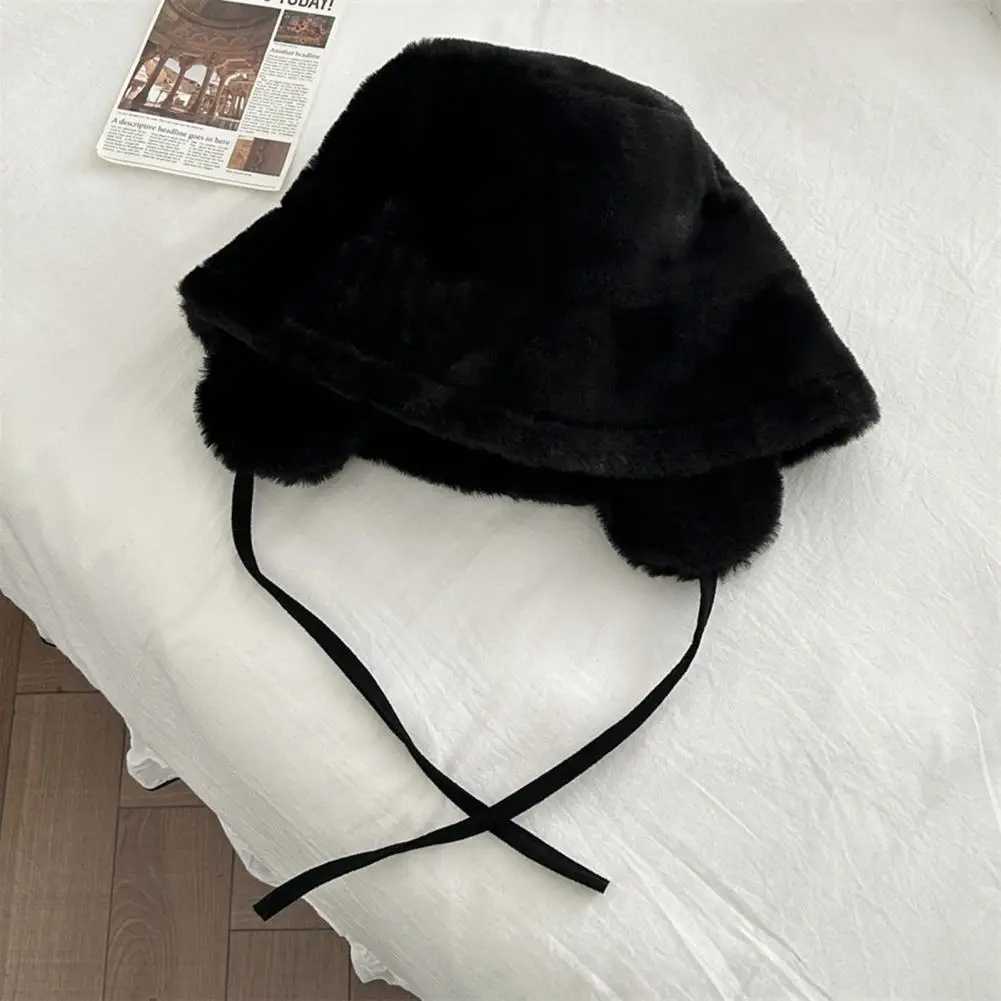 Women Fisherman Hat Plush Windproof Womens Fisherman Hat with Earmuffs for Winter Cycling Skiing Cozy Elastic Basin for WarmthX241025