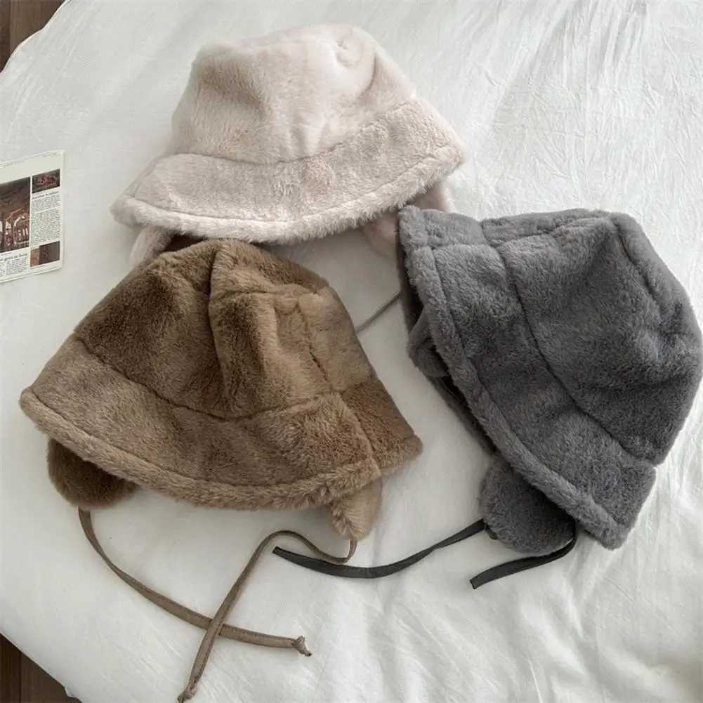 Women Fisherman Hat Plush Windproof Womens Fisherman Hat with Earmuffs for Winter Cycling Skiing Cozy Elastic Basin for WarmthX241025