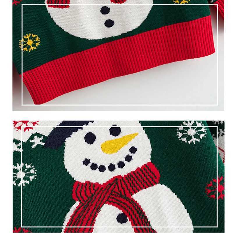 Autumn and Winter Childrens Christmas Cartoon Snowman Sweater Girls Basic Pulling Flower Knitted Sweater W241025