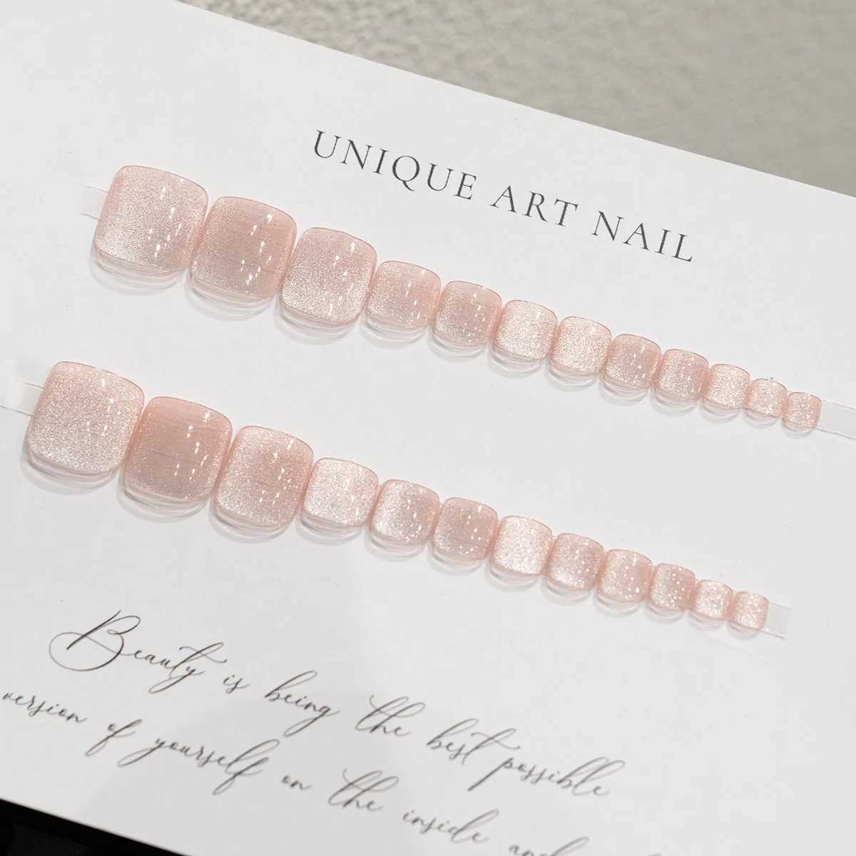 24pcs Glitter False Toe Nails Crystal Cat Eye Shiny Press on Toenails Full Cover Wearable Fashion Artificial Fake Footnail PatchXJ241025