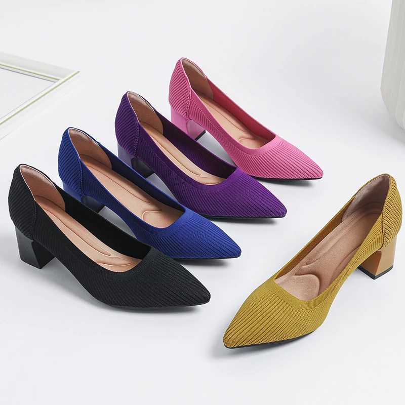 High Quality High heels womens spring/summer new soft knitted breathable comfortable shoes T241024