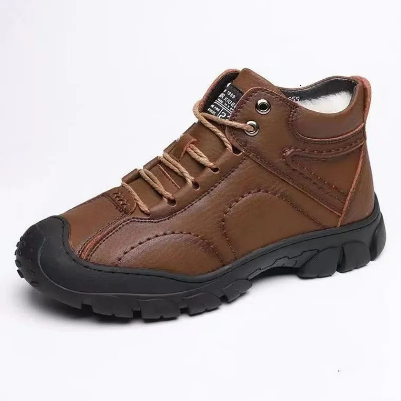 Mens autumn and winter PU leather insole thick waterproof casual mens high top shoes outdoor sports snow boots 241024