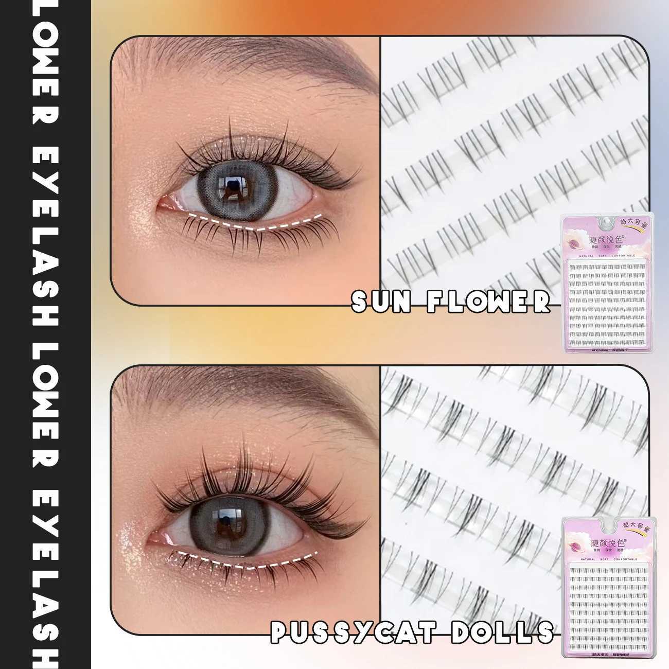 V-shaped cluster false eyelashes with 10 rows of air sensing natural transparent eyelashes dry makeup extension tool for lower eyelashesW241024