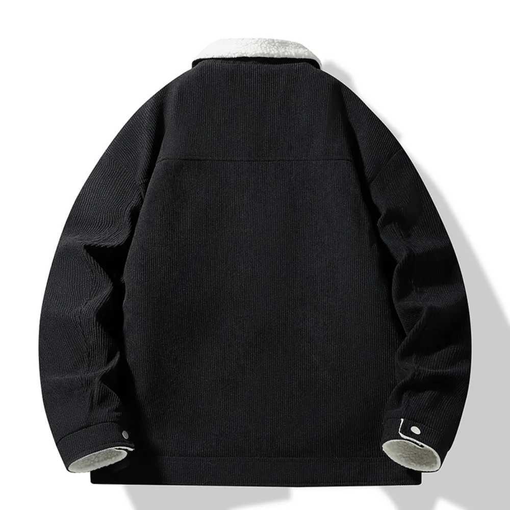 Winter wool lined Corduroy jacket mens high-quality thick Lambswool warm Parka solid color hiking jacket mens clothing W241024