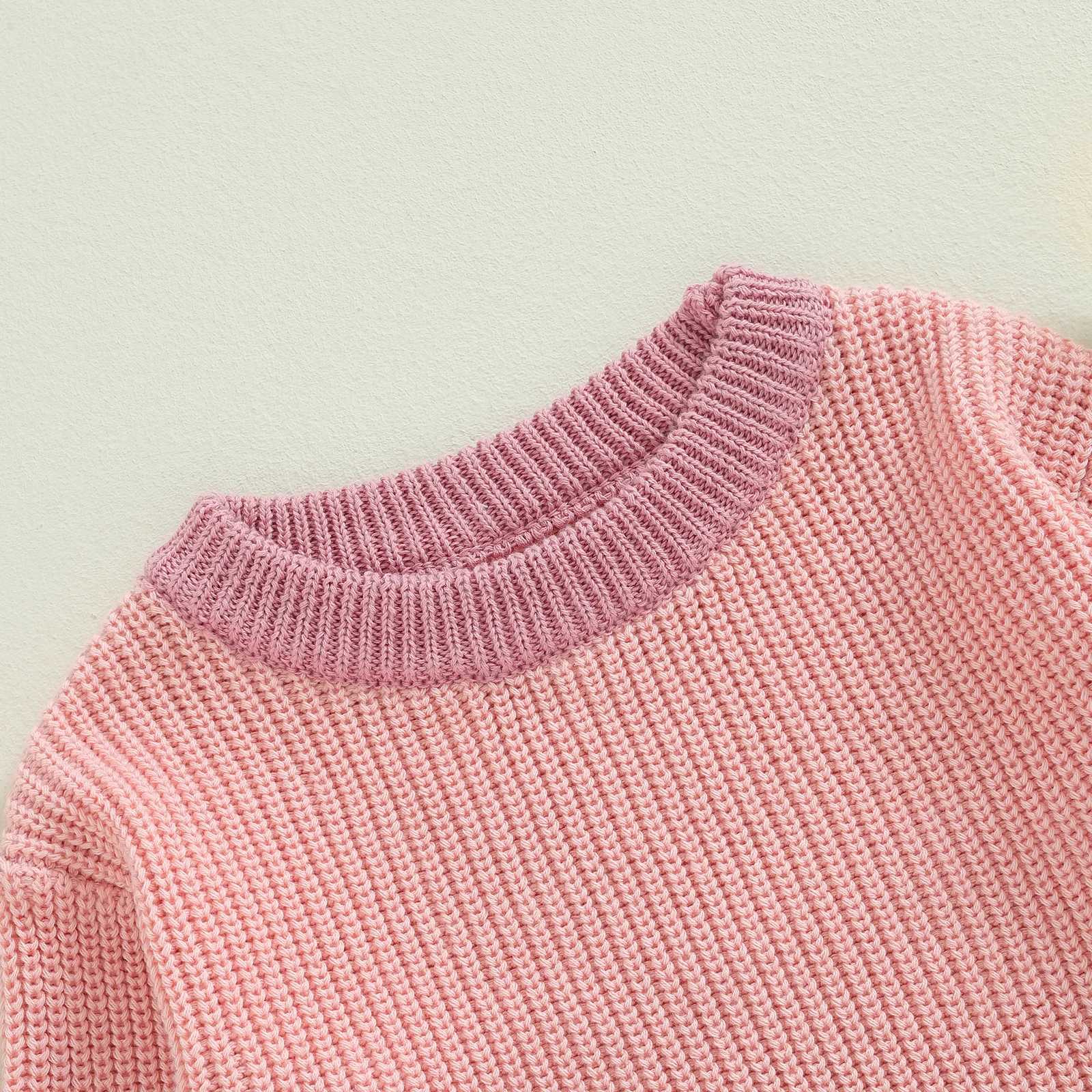 Fall Winrer childrens warm sweater long sleeved round neck contrasting color zipper childrens top knitted childrens clothing W241025