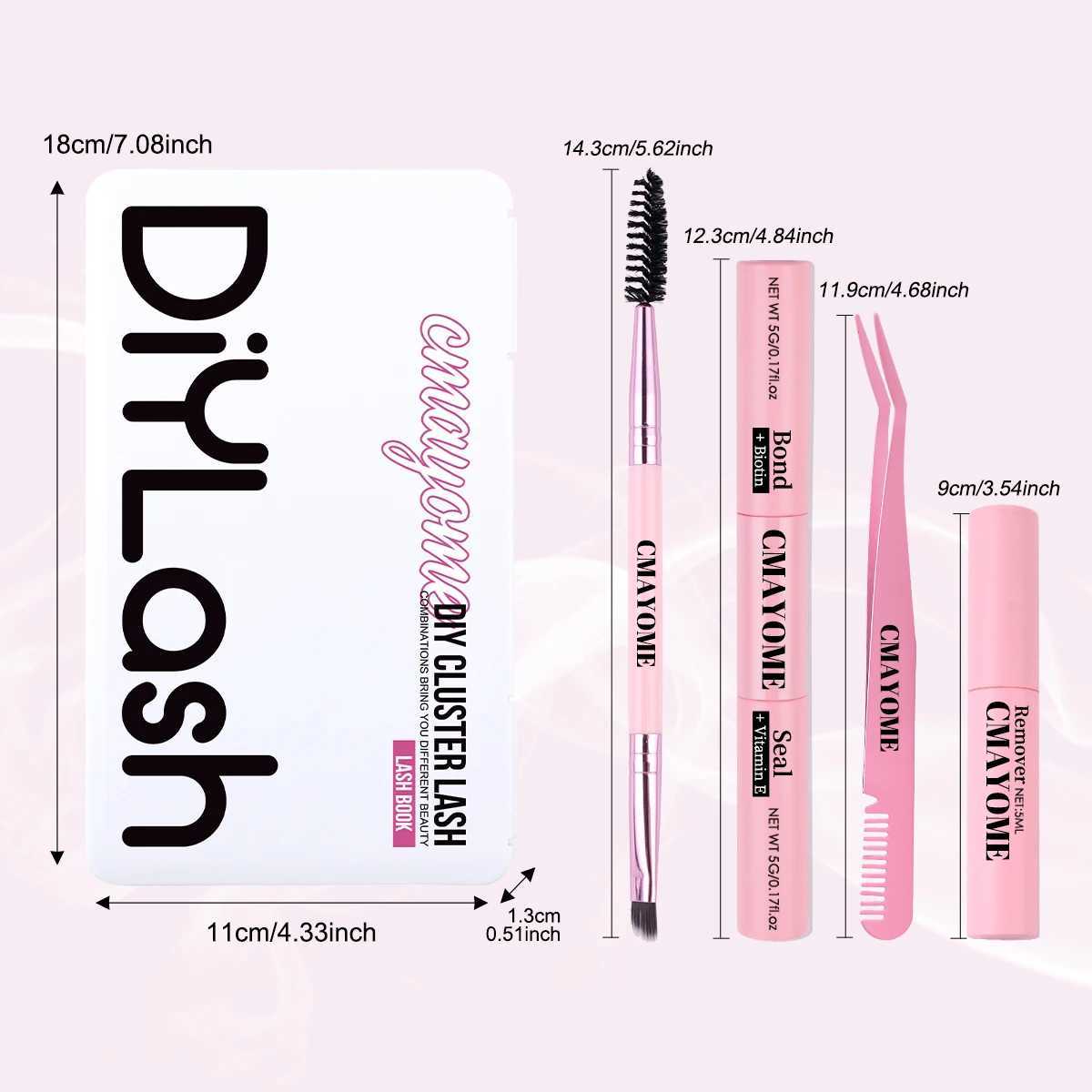 DIY eyelash extension kit 592pcs personal eyelash cluster D curl 8-16mm mixed eyelash cluster with eyelash bonding and sealing and eyelash application
