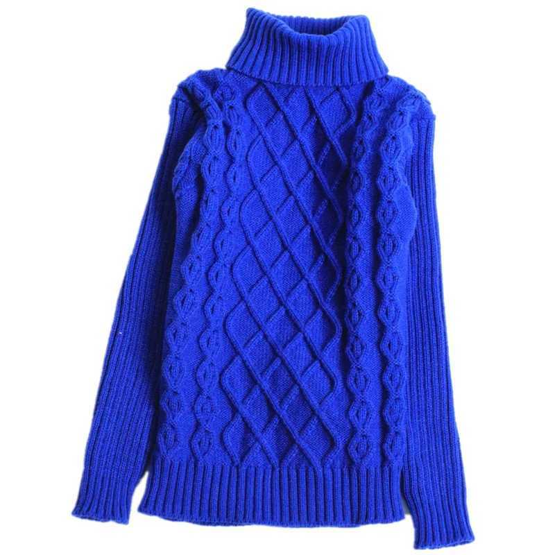 Children boys girls turtle neck sweater striped cross knit autumn unisex warm bottom knit W241025