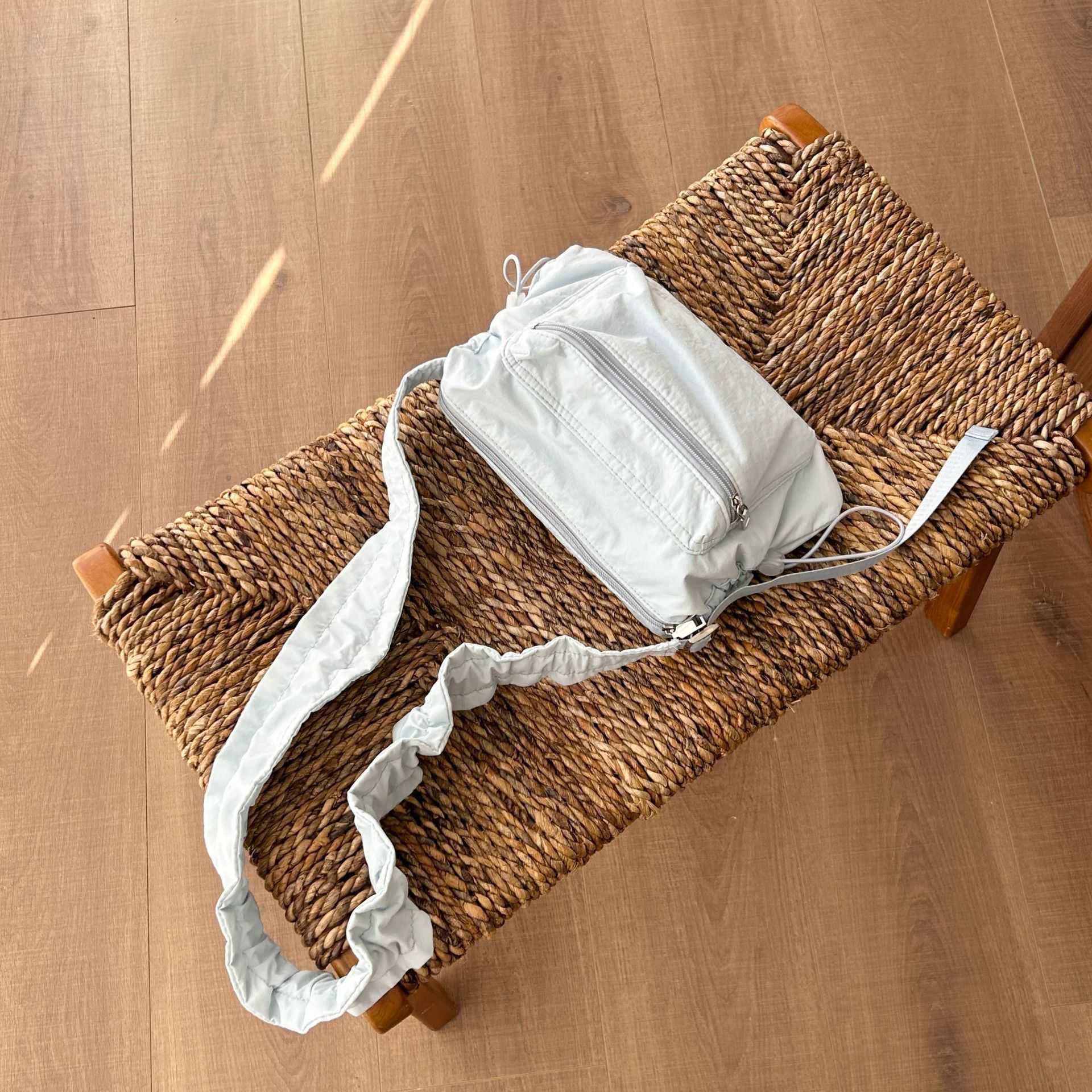 Ins niche versatile drawstring pleated cloud bag nylon fabric casual shoulder crossbody bag 241015