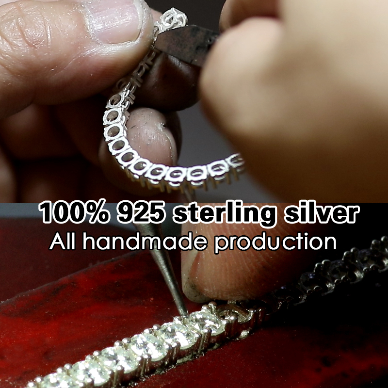 Hot Sale Hip Hop Style D Color VVS dia bracelet 3-6mm Sterg Sier Moissanite Tennis Chains women