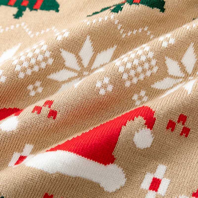 Christmas Bottom Sweater Winter Boys and Girls Christmas Warm Cotton Zipper Childrens Knitting Autumn Childrens Printed Knitting 2-6 Years W241025