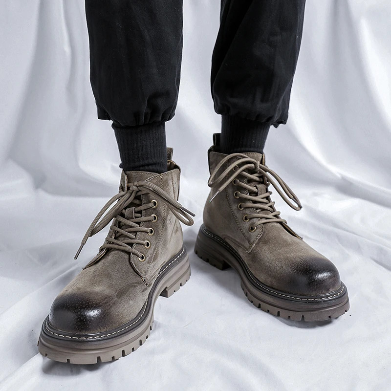 Classic retro handmade mens boots classic casual shoes fashionable ankle boots comfortable leather casual British style shoes 241024