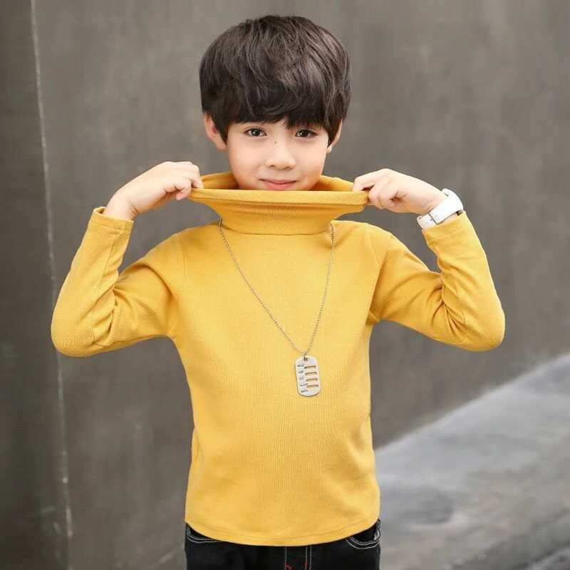 Autumn Boys and Girls Turtle Neck Soft Solid Color Sweater for Children Winter Knitted Long Sleeve Shirt for Boys Sweater for Children W241025