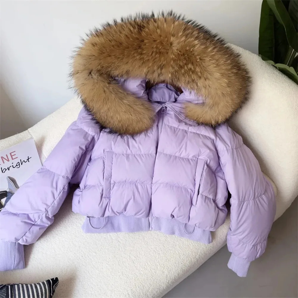 Womens Down Jacket Duck Down Coat Real Raccoon Fox Fur Coat Big Neck Winter Jacket Natural Warm Loose Street Clothing 241024