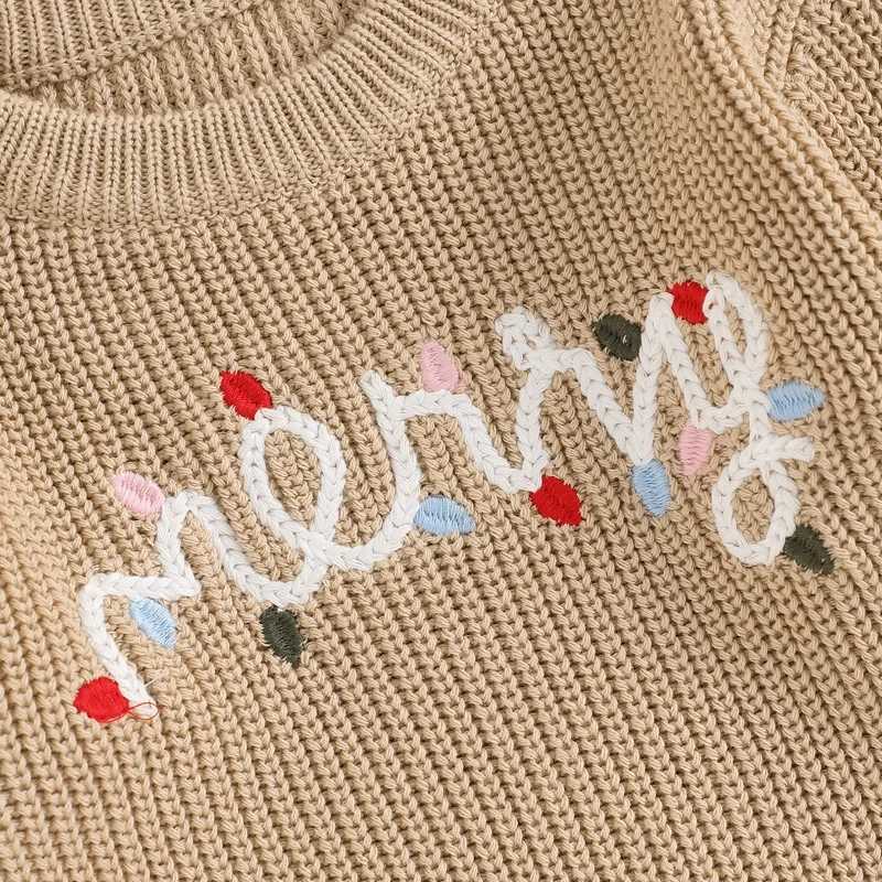 Childrens holiday sweater comfortable winter Knitwear Festive Pullover warm jumping top with cute embroidery design W241025