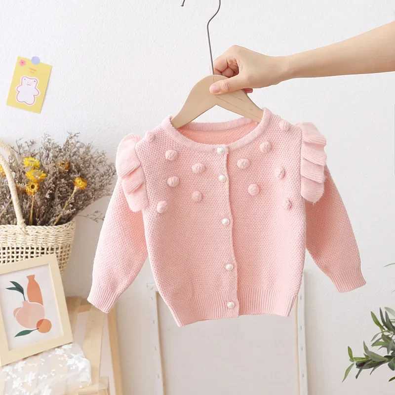 Baby girl sweater toddler girl long sleeved cotton cardigan skydiving wool knitted fabric childrens cartoon ruffles childrens clothing EY08142 W241025