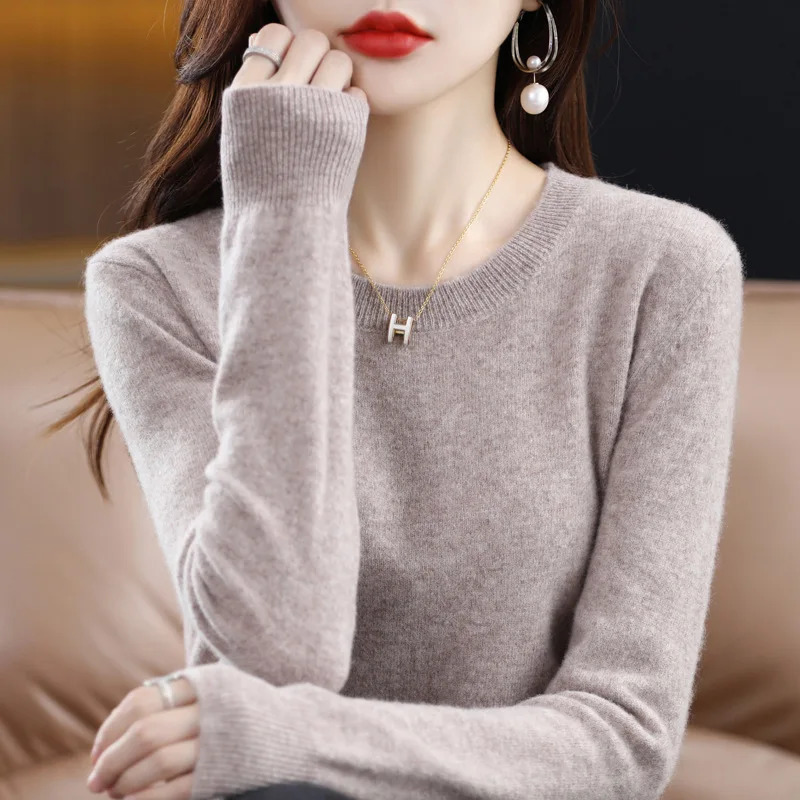 Korea 100% Pure Merino Wool Women Knitted Sweater Winter Warm Fashion Female ONeck Top Cashmere Pullover Seamless Jumpers 241021