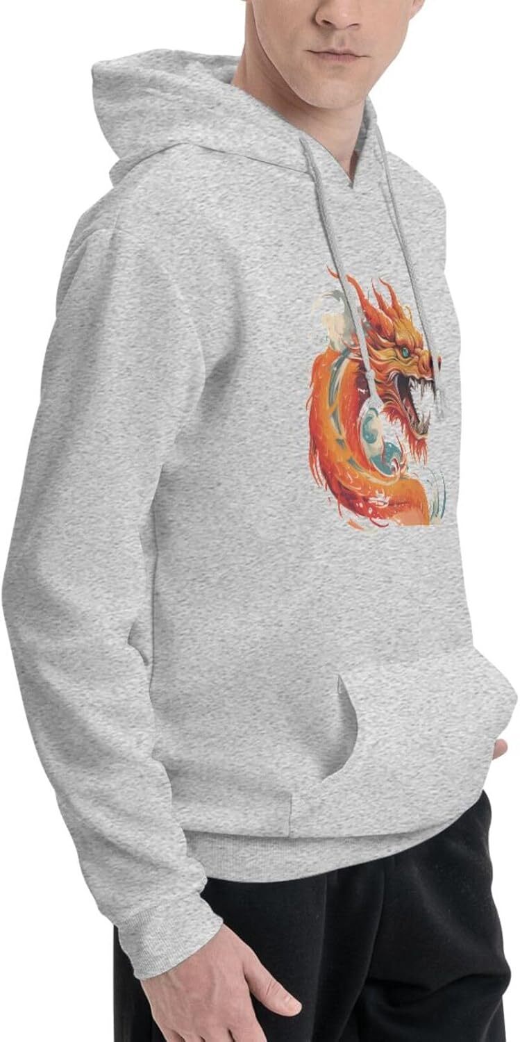 Hoodie for Mens Womens Funny Cartoon Chinese Dragon Print Hoodie for Women Men AnimalsHoodies Sweatshirt Clothing Graphic Leisure warmth