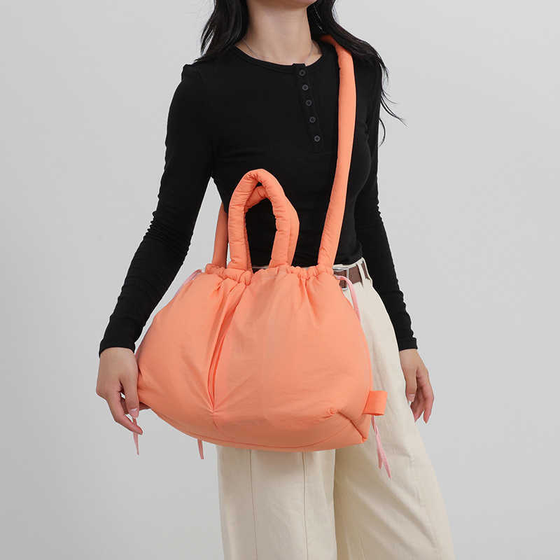 Trendy down cotton jacket bag, women's large capacity lightweight dual-use shoulder bag, hand-held backpack, niche crossbody bag 241015