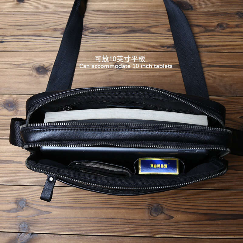 genuine leather mens shoulder casual crossbody natural cowhide tablet computer trend men bag for 10 inch ipad