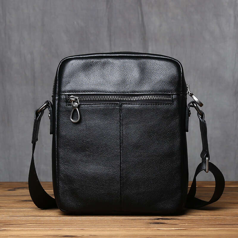 Genuine Men's Shoulder Natural Cowhide Vertical Crossbody Bag Casual Satchel Soft Leather For 8-Inch Ipad