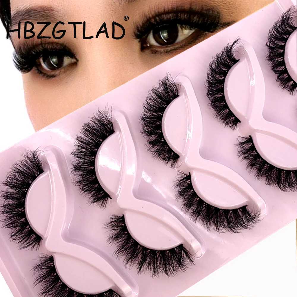 HBGZTLAD False Eyelash Cat Eye Wispy End Long Eye Thick Mink Eyelash Fluffy Short Natural False Eyelash 5-Pair PackagingW241024