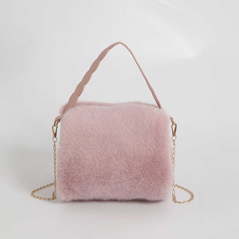 Autumn winter new fur bag, women's fashionable versatile chain shoulder crossbody bag, trendy pillow bag, hand-held plush bag 241015