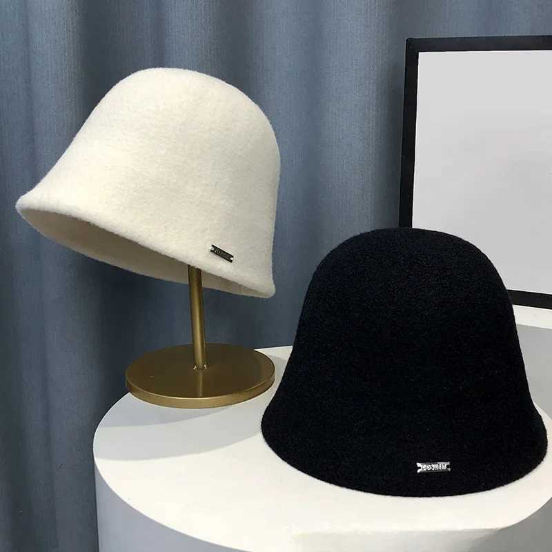 Retro Wool Bucket Hat for Women Autumn Winter Warm Fisherman Hat Outdoor Rock Climbing Warm Woolen Basin HatX241025